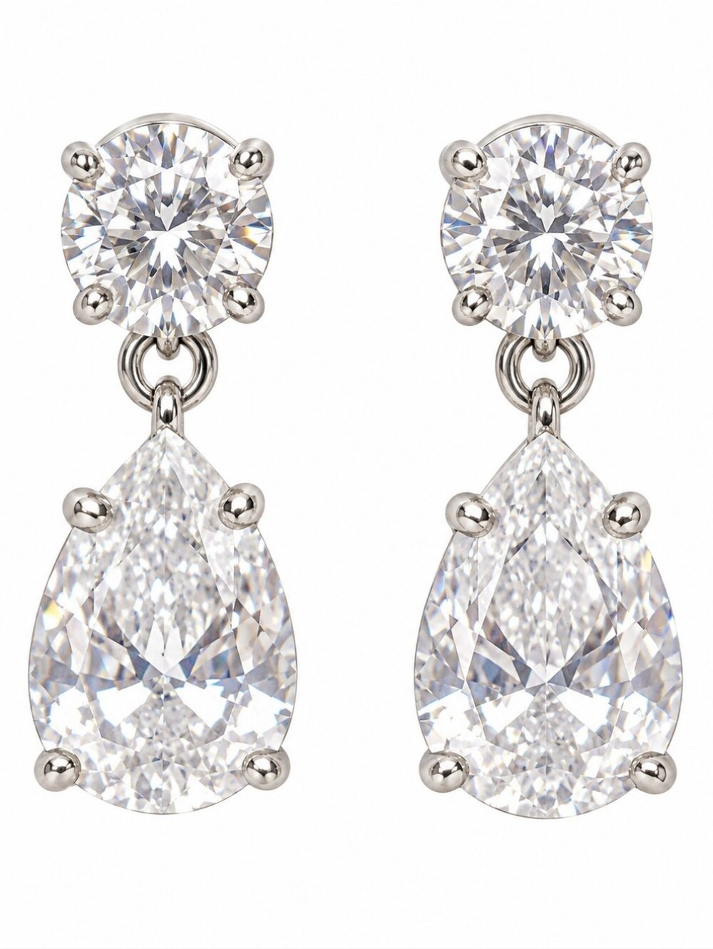 Givenchy Crystal Teardrop Drop Earrings Silver Tone Designer Jewelry